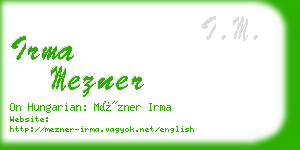 irma mezner business card